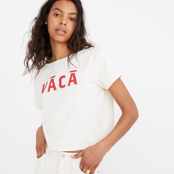 Madewell Off-White Vacay Boxy Tee, size Large - Picture 2 of 7